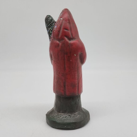 Vintage Ceramic Santa Claus Figurine With Tree Signed 6.5" Rustic - Picture 5 of 8